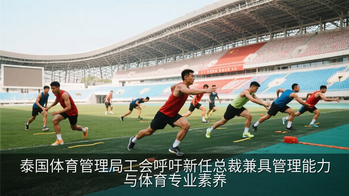 运动员在体育场训练,象征国家体育发展